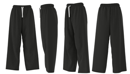 Black pajama pants mockup unisex 3d sleepwear realistic nightwear template