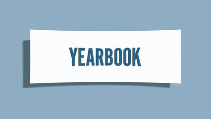 Yearbook. A card isolated on blue background.