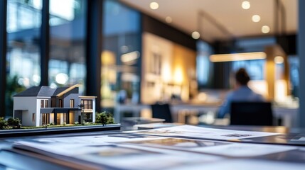 Obraz premium Modern House Model in a Real Estate Office