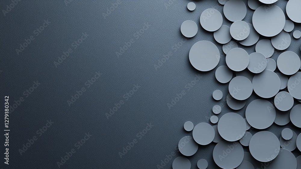 Poster abstract gray metallic background with circular shapes creating modern design. composition features 