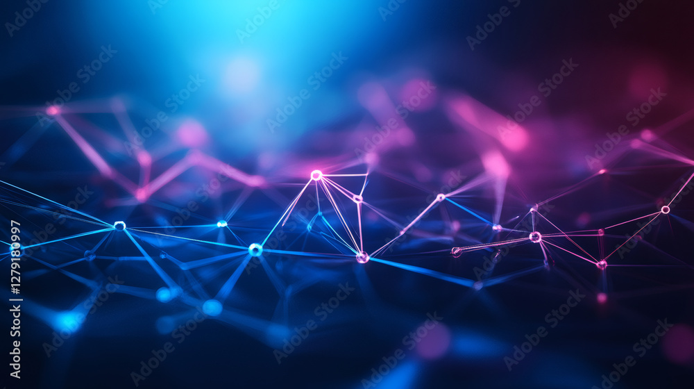 Fototapete plexus network creating connections with glowing dots and lines, resembling a futuristic digital lan