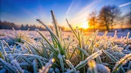 Frost on Grass - Rule of Thirds Photography, Winter Landscape, Nature