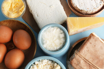 set of dairy products top view