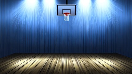 Naklejka premium Empty basketball court under spotlights (2)