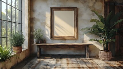 Elegant Cozy Interior Natural Light Beautiful Greenery Rustic Decor | AI Generated