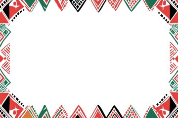 Obraz premium A simple, colorful border with African patterns for Kudiloo Day on a white background, with no text or letters in the frame.
