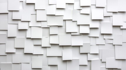 Abstract background texture of off white square shapes in varying sizes and depths creating a three dimensional effect. The image features subtle