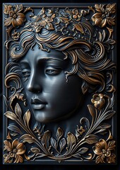 Medieval fantasy empty card with a jeweled frame on a black background