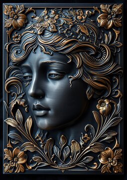 Medieval fantasy empty card with a jeweled frame on a black background