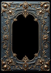 Medieval fantasy empty book with a gemstone-encrusted frame on a dark backdrop