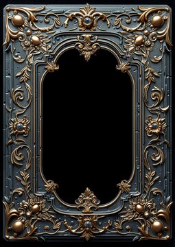 Medieval fantasy empty book with a gemstone-encrusted frame on a dark backdrop