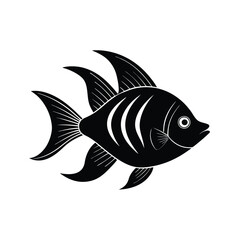 Damsel Silhouette Vector Art and Black Damsel Fish Illustration Design