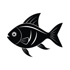 Damsel Silhouette Vector Art and Black Damsel Fish Illustration Design