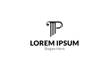 P logo with Pillar combination in flat design style