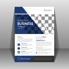 Corporate business flyer designed with blue color scheme, in A4 size, editable vector template design and perfect for a creative creative professional business.