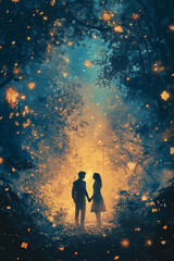 Fototapeta premium Enchanted Forest Love Glow Mystic Romance