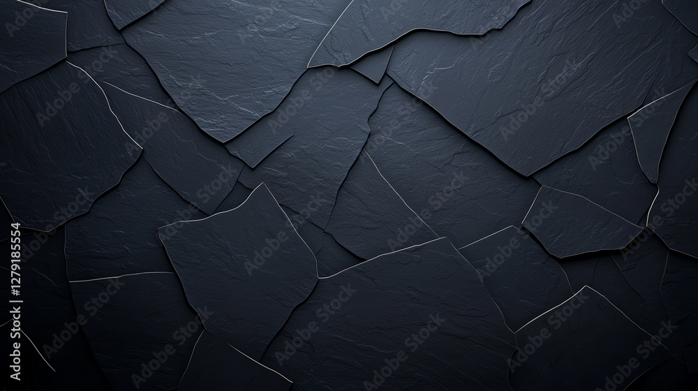 Poster textured dark slate surface with irregular shapes and patterns, creating modern and stylish backdrop