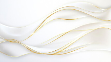 Elegant gold ribbons, flowing white background, abstract design, website banner