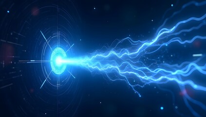 Fototapeta premium Futuristic Portal: Glowing Blue Energy and Cosmic Gateway for Interstellar Travel