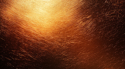 Naklejka premium Textured copper foil with warm, golden hue and grainy surface. light reflects beautifully, creating antique feel. Perfect for backgrounds or artistic projects