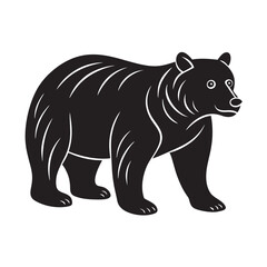 Fototapeta premium Brown bear silhouette vector art and forest habitat graphics