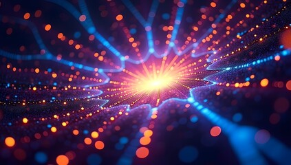 Obraz premium Cosmic Explosion: Vibrant Energy Burst and Radiant Light Rays in Deep Space