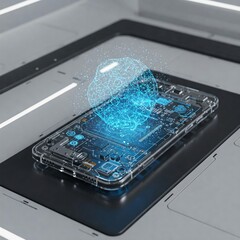 Transparent Phone Displaying a 3D Hologram