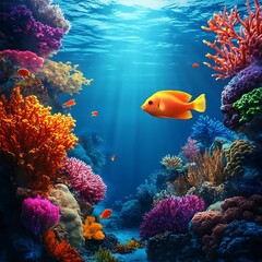 Tropical Fish Colorful Coral Reef Swimming Underwater High Resolution Image