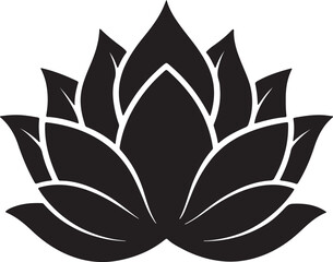 lotus flower silhouette, black and white silhouette, vector and illustration
