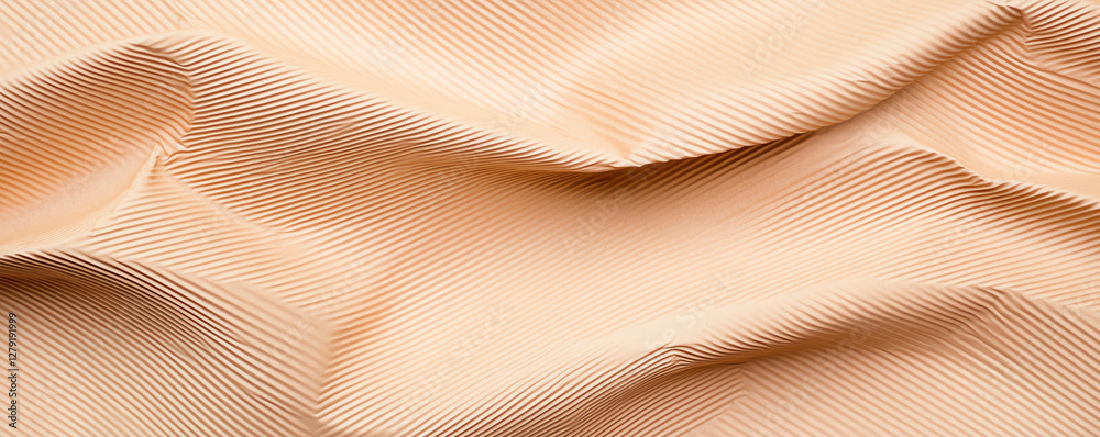 Poster textured corrugated cardboard with soft, wavy lines in warm beige tone, creating visually appealing 