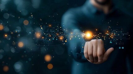 Innovative digital interaction showcasing user engagement virtual space visual content futuristic environment close-up perspective technology concept