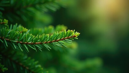 Shallow depth of field on Nordmann fir branch, nordmann firs, evergreen tree