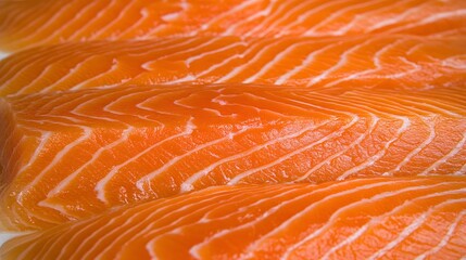 Close Up on Fresh Raw Orange Salmon Fillet with Natural Marbling Pattern