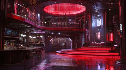 Futuristic Cyberpunk Bar Interior Design