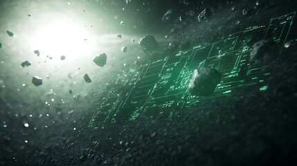 Fototapeta premium Asteroid mining operation command screen in a futuristic design.