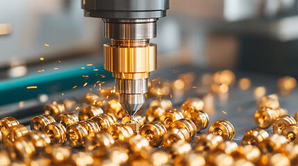 Industrial cutting tools processing steel axles at manufacturing facility high-precision action close-up view innovation in engineering