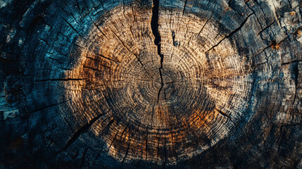 Fototapeta premium Cross Section Of A Tree Trunk Showing Wood Rings