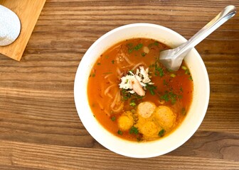 noodle with crab in Vientiane, Laos. Lao food, fast food