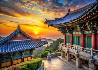 Obraz premium Hae Dong Yonggungsa Temple Sunrise Busan Korea Macro