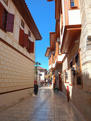 Narrow street in the old town of Antalya.