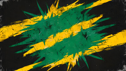 Abstract Grunge: A striking artistic depiction of vibrant yellow and green brushstrokes set against a textured black backdrop, evokes energy and creative expression.