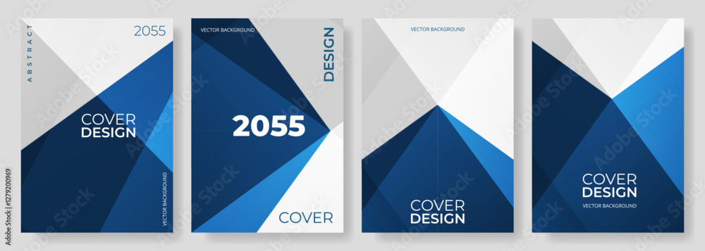 Aufkleber blue and white abstract modern poster or vertical background vector set. a4 resolution polygonal ele