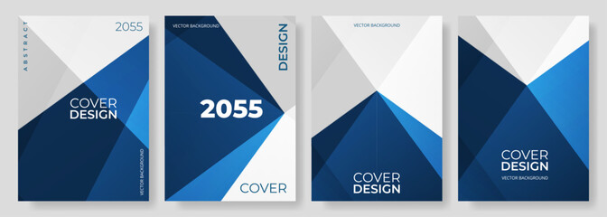 Blue and white abstract modern poster or vertical background vector set. A4 resolution polygonal elegant cover design for brochure, book, flyer, poster, background, banner, annual report presentation.