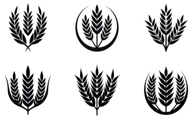 Black and White Wheat Ear Icons design