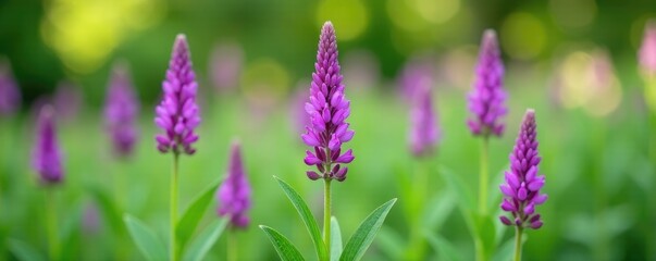 Fototapeta premium Purple flower spikes on a mature Faassen s Catnip plant, perennial flowers, flowers, mature plants