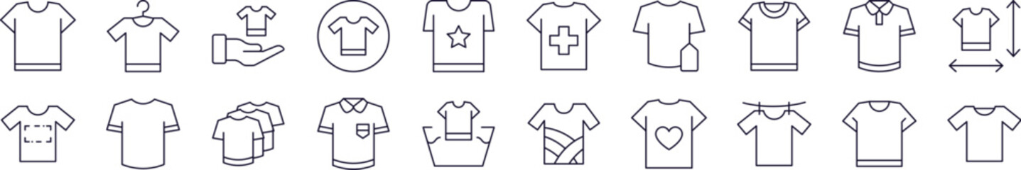 Obraz premium T Shirt Thin Icons Collection. Editable Stroke. Perfect for Web Sites, Books, Cards, Apps