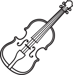 Obraz premium violin line art, black outline, vector and illustration, line art&nbsp;and&nbsp;outline