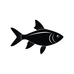Ember Tetra Silhouette Vector Art and Black Color Design for Ember Tetra Fish