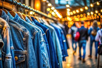 Obraz premium Camden Market Denim Jackets Bokeh Photography - London Street Style Fashion