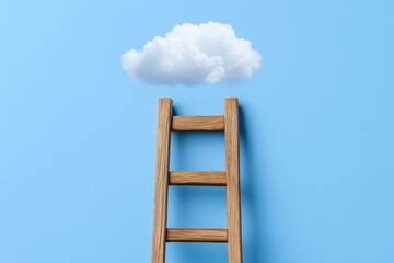 Holzleiter in den Himmel: Symbol f&uuml;r Erfolg und Ziele

